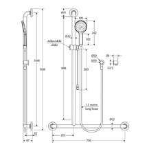 Hustle Care Right-Hand Inverted T Rail Shower